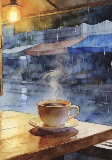 กาแฟร้อนยามฝนตก